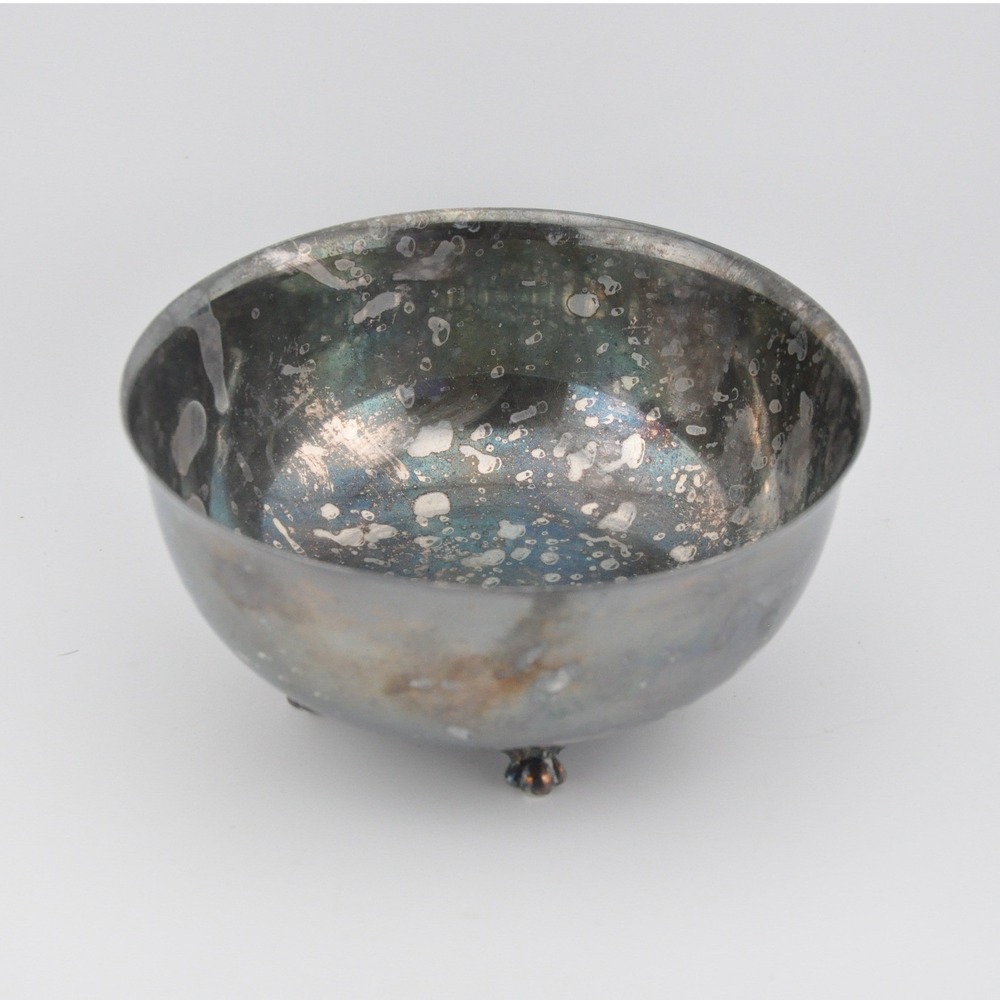 Wallace Footed Bowl Small Vintage Patinated Silverplate Trinket Bowl